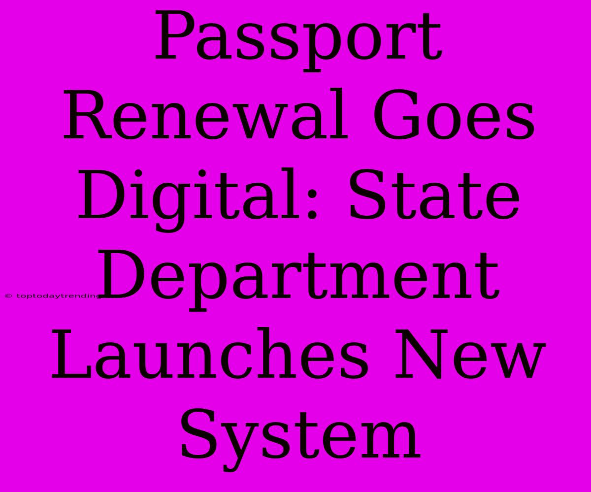 Passport Renewal Goes Digital: State Department Launches New System