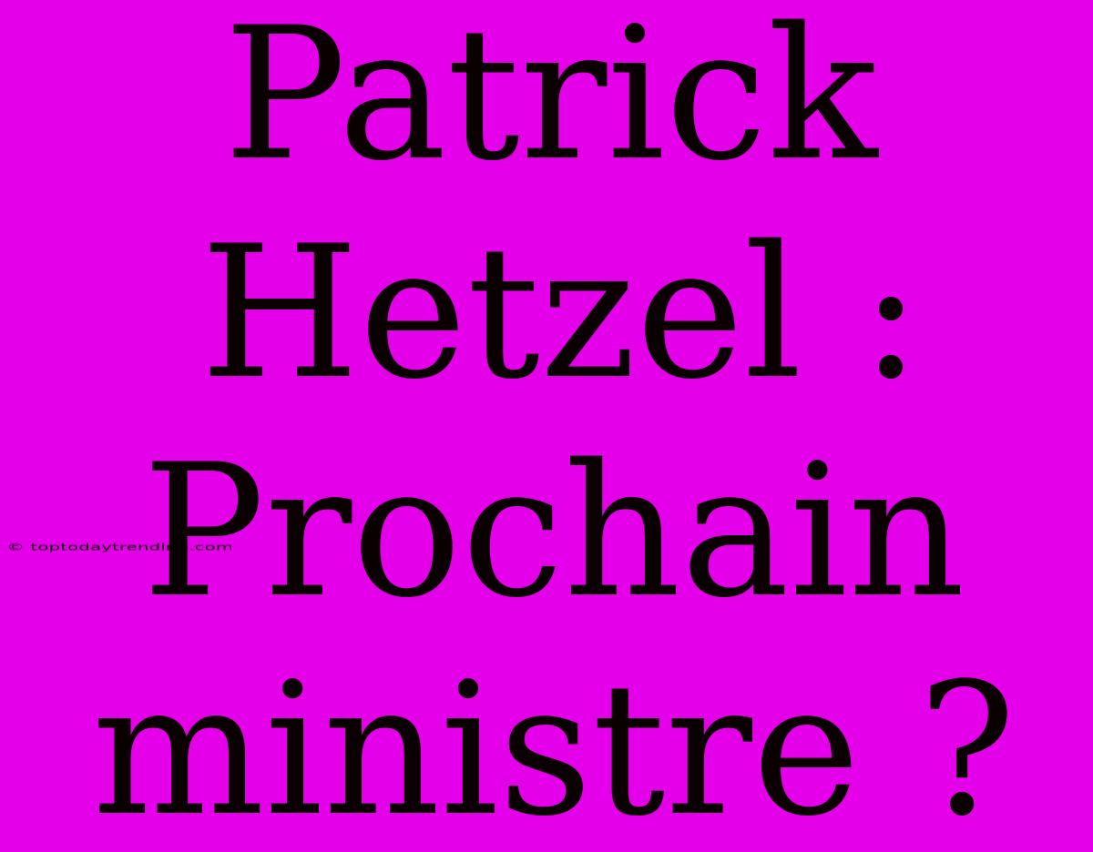 Patrick Hetzel : Prochain Ministre ?