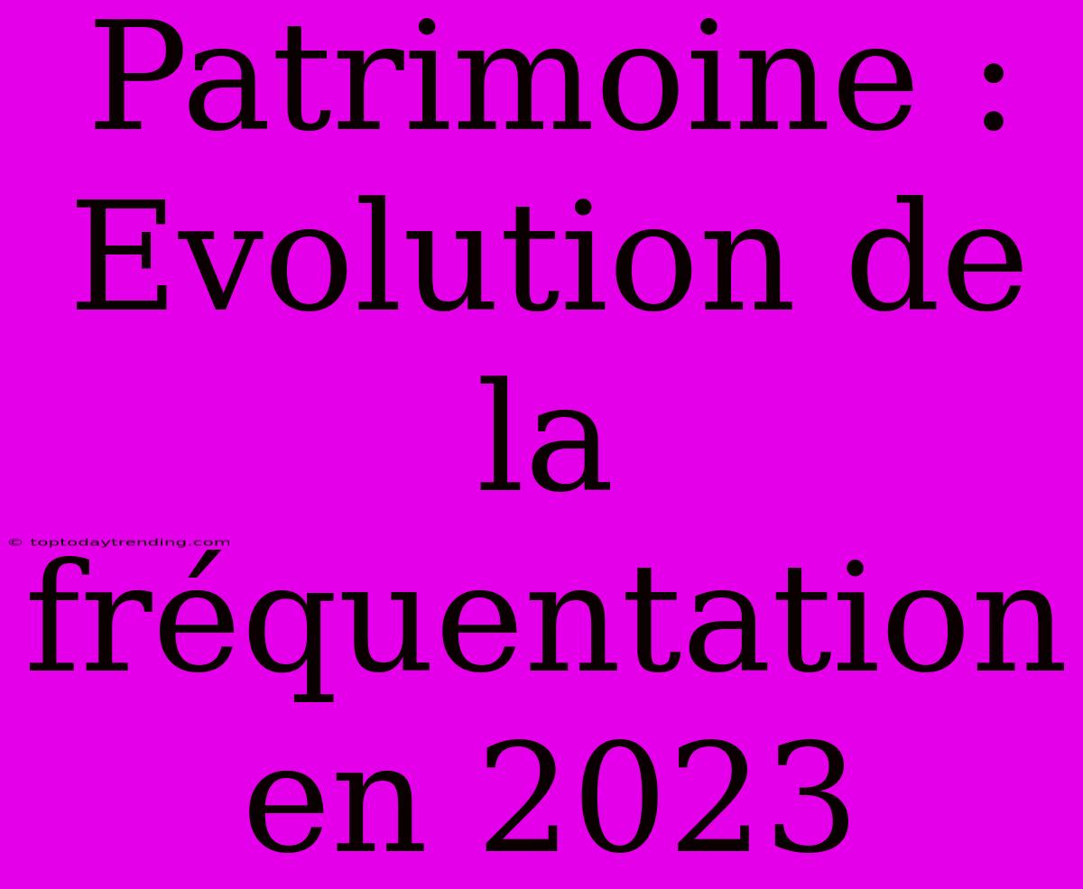 Patrimoine : Evolution De La Fréquentation En 2023