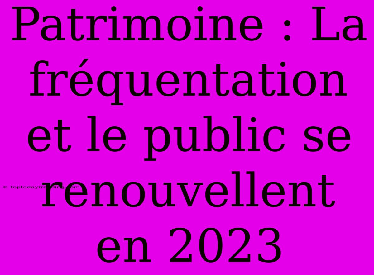 Patrimoine : La Fréquentation Et Le Public Se Renouvellent En 2023