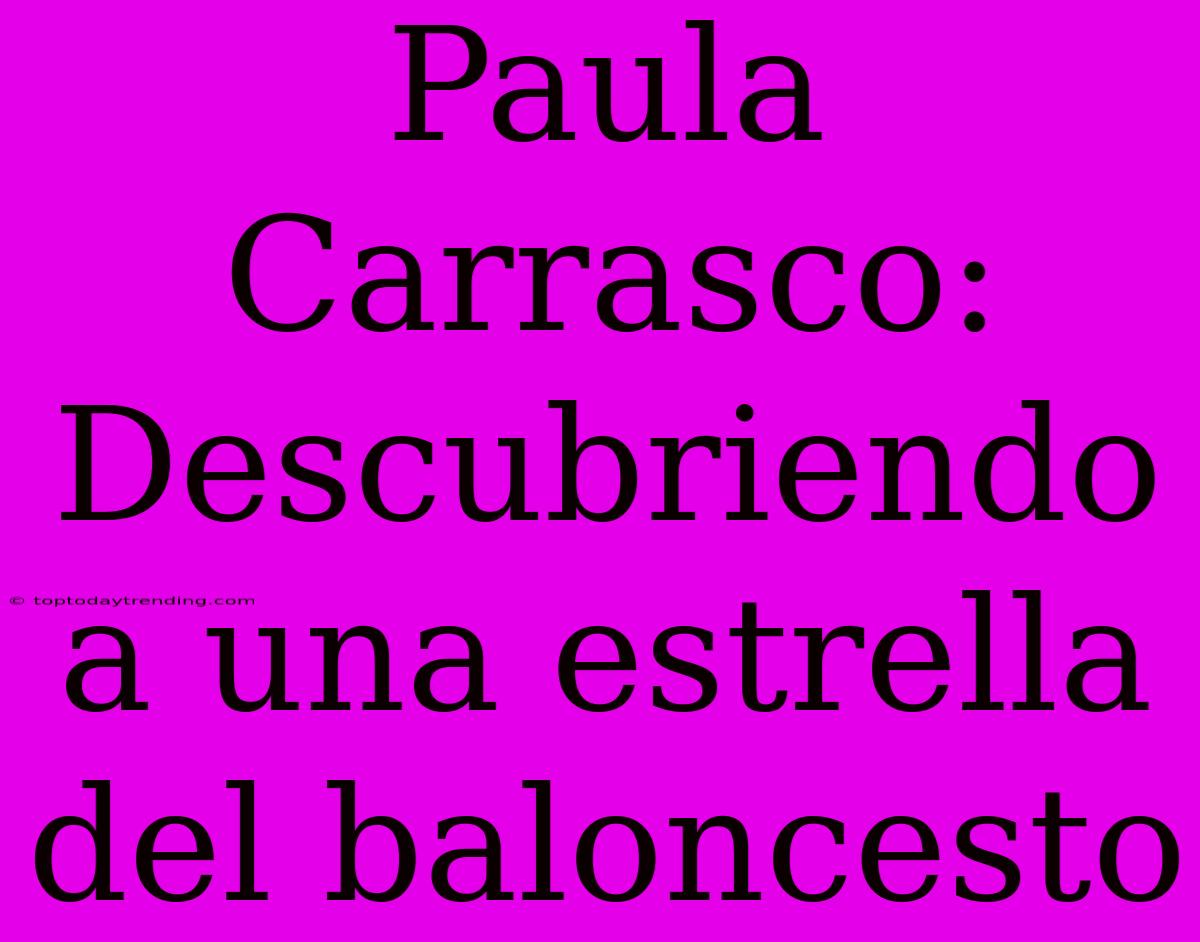 Paula Carrasco: Descubriendo A Una Estrella Del Baloncesto