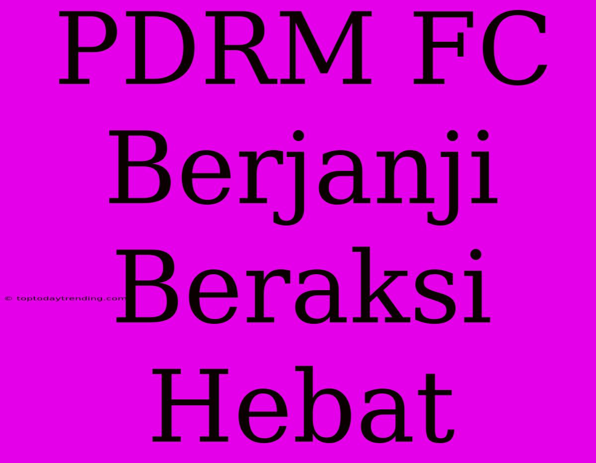 PDRM FC Berjanji Beraksi Hebat