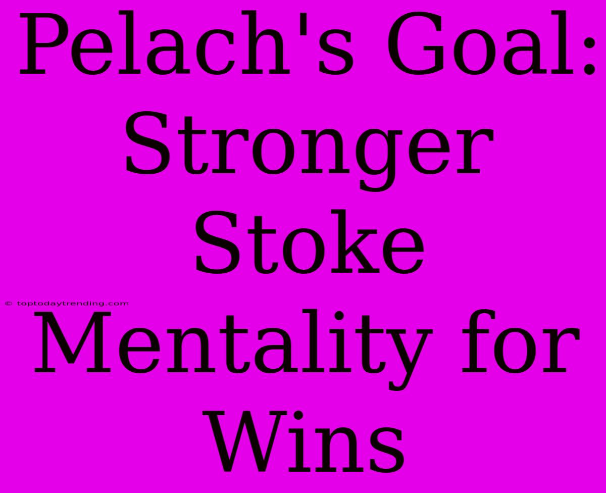 Pelach's Goal: Stronger Stoke Mentality For Wins