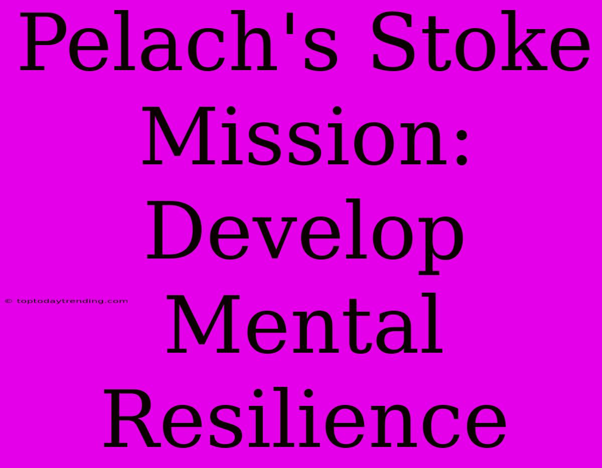 Pelach's Stoke Mission:  Develop Mental Resilience