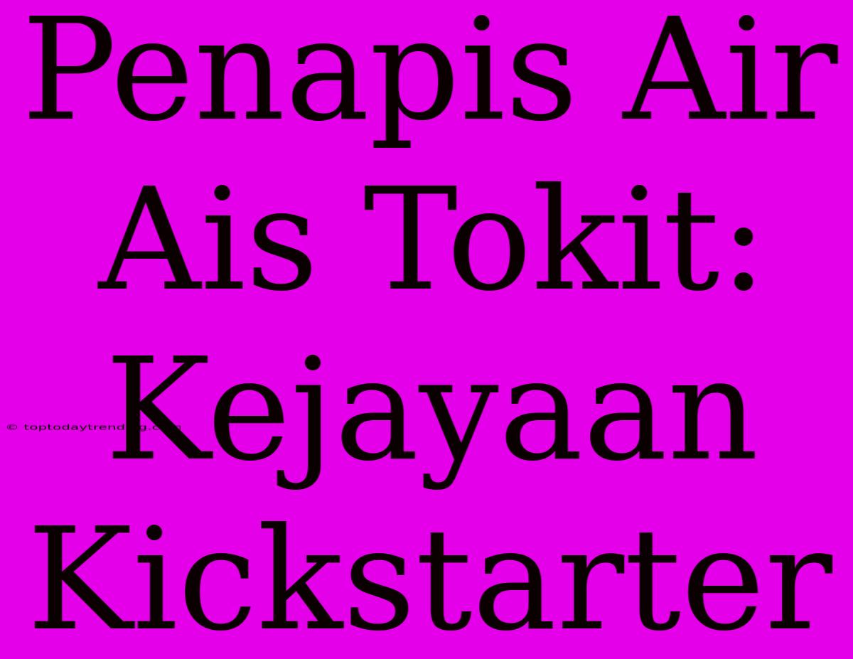 Penapis Air Ais Tokit: Kejayaan Kickstarter