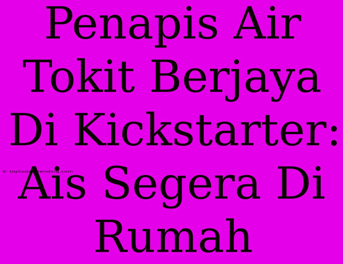 Penapis Air Tokit Berjaya Di Kickstarter: Ais Segera Di Rumah