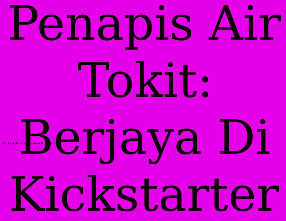 Penapis Air Tokit: Berjaya Di Kickstarter