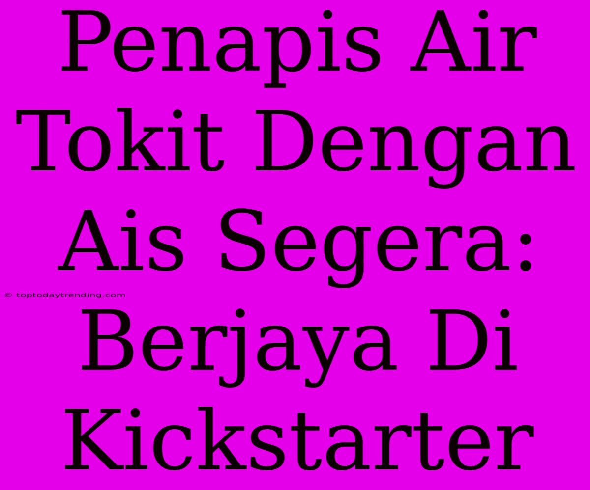 Penapis Air Tokit Dengan Ais Segera: Berjaya Di Kickstarter