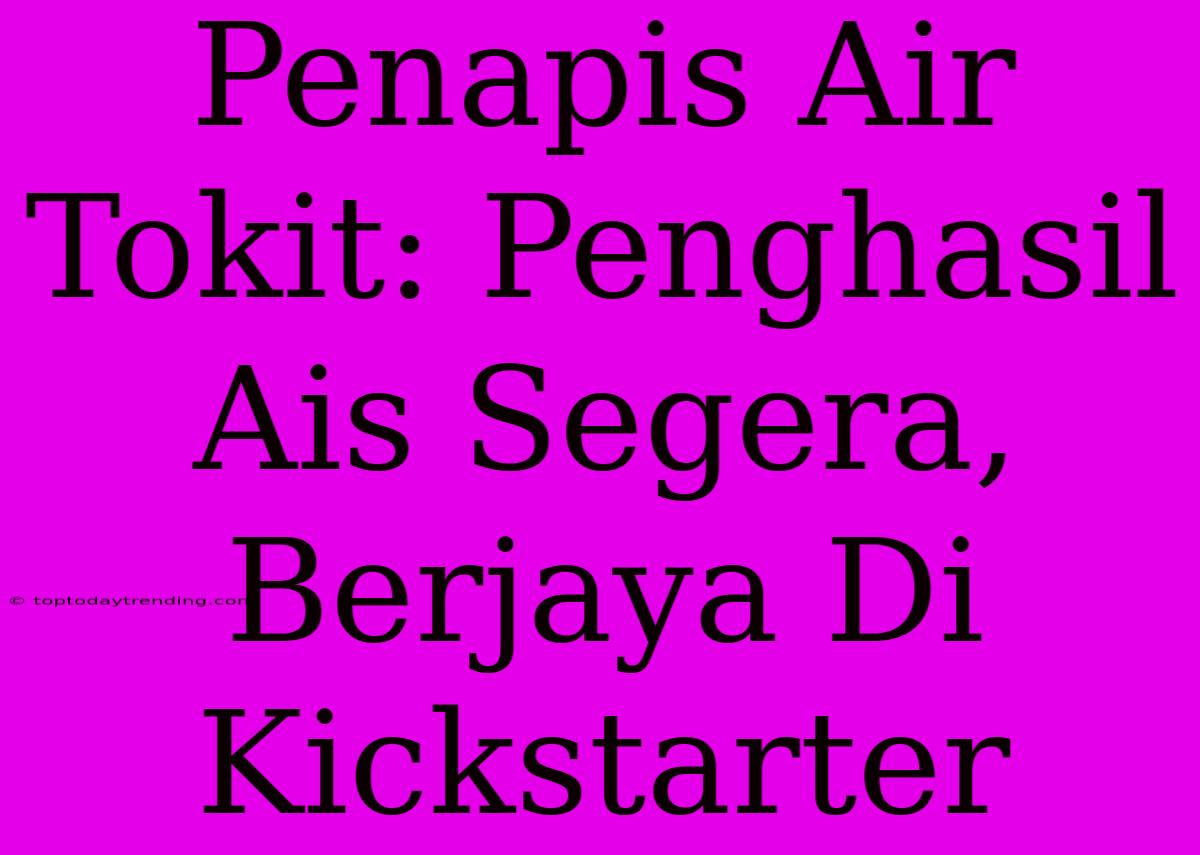 Penapis Air Tokit: Penghasil Ais Segera, Berjaya Di Kickstarter