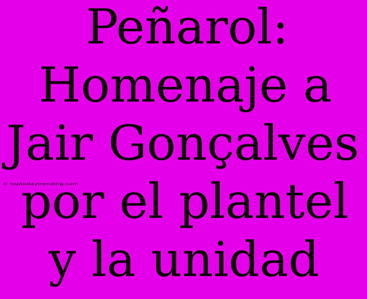 Peñarol: Homenaje A Jair Gonçalves Por El Plantel Y La Unidad