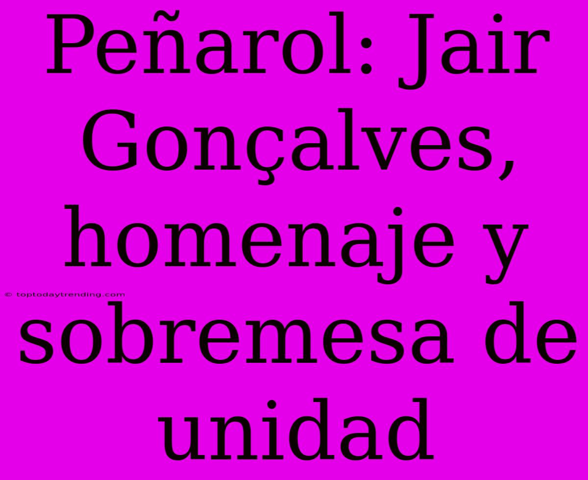 Peñarol: Jair Gonçalves, Homenaje Y Sobremesa De Unidad