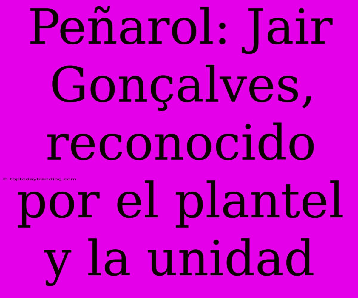 Peñarol: Jair Gonçalves, Reconocido Por El Plantel Y La Unidad