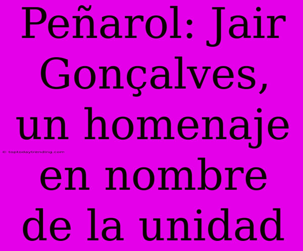 Peñarol: Jair Gonçalves, Un Homenaje En Nombre De La Unidad