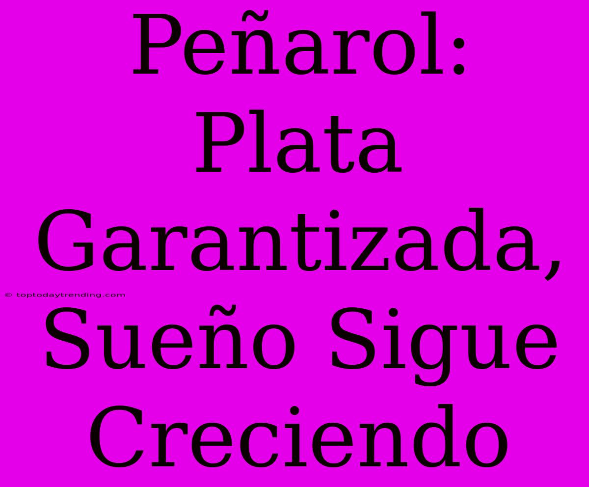 Peñarol: Plata Garantizada, Sueño Sigue Creciendo