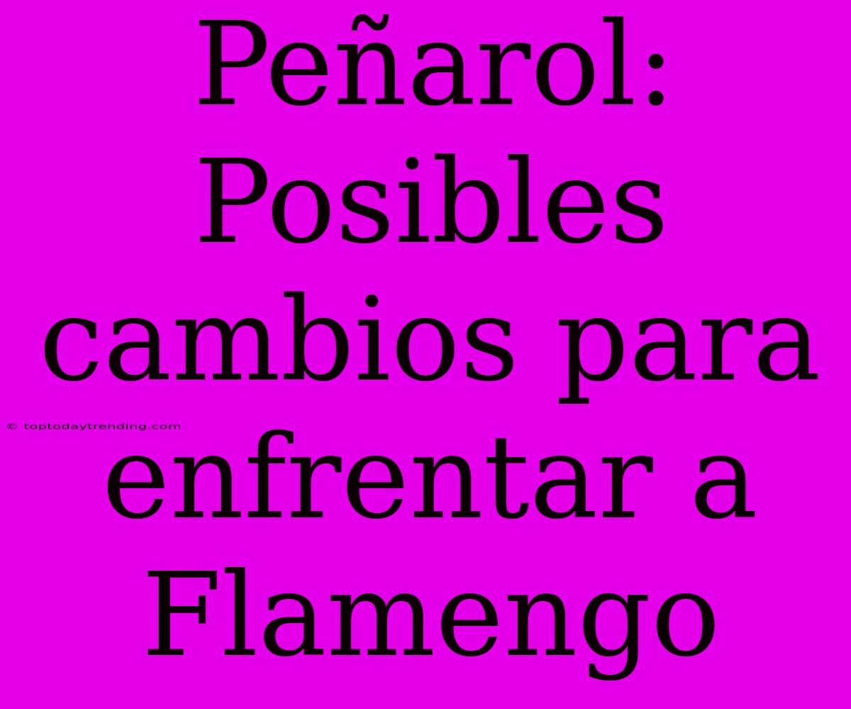 Peñarol: Posibles Cambios Para Enfrentar A Flamengo