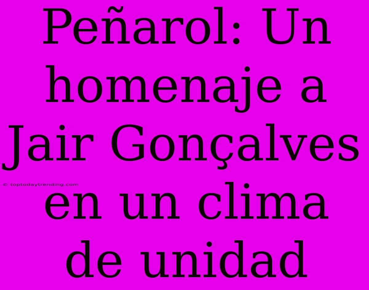 Peñarol: Un Homenaje A Jair Gonçalves En Un Clima De Unidad