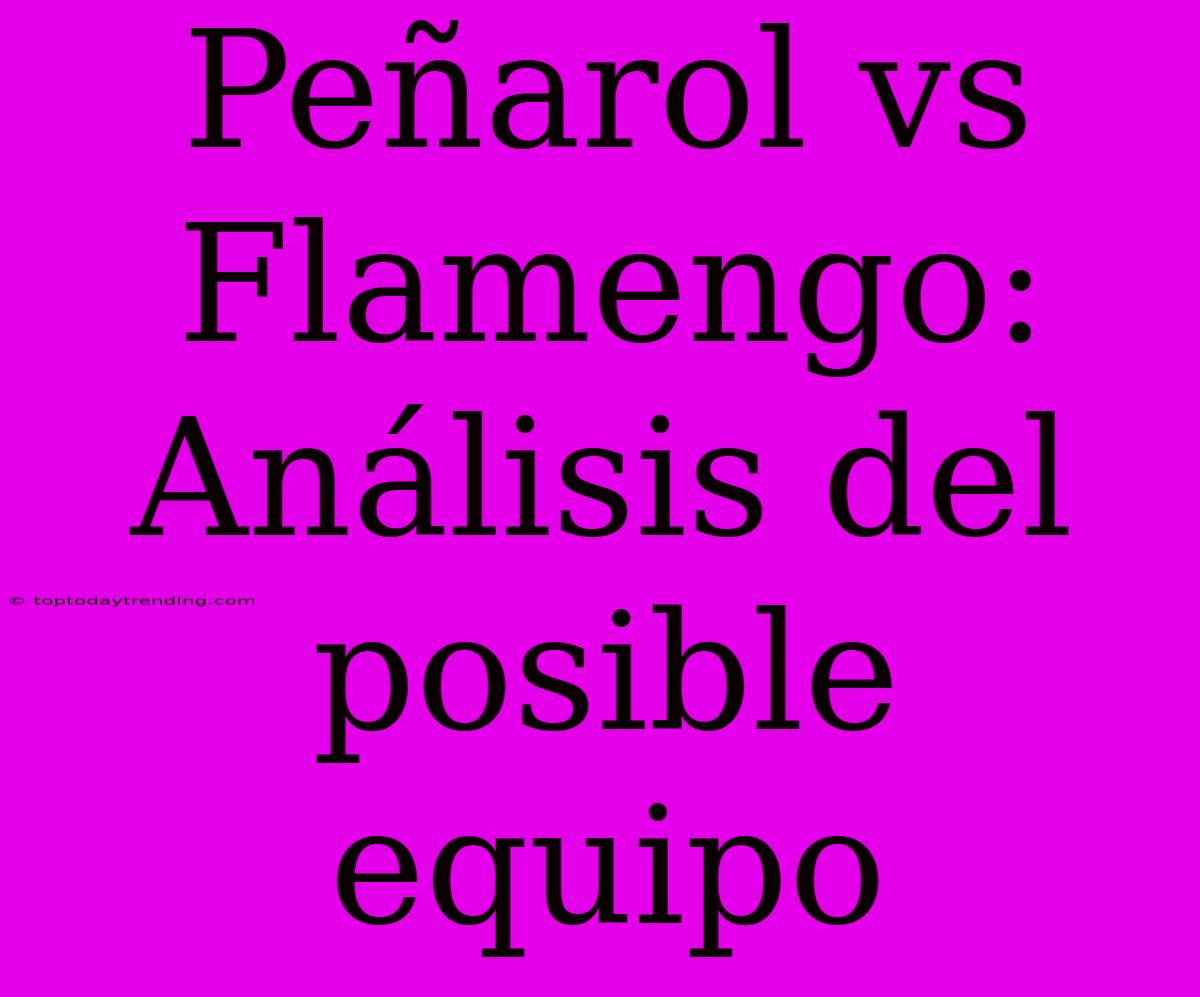 Peñarol Vs Flamengo: Análisis Del Posible Equipo