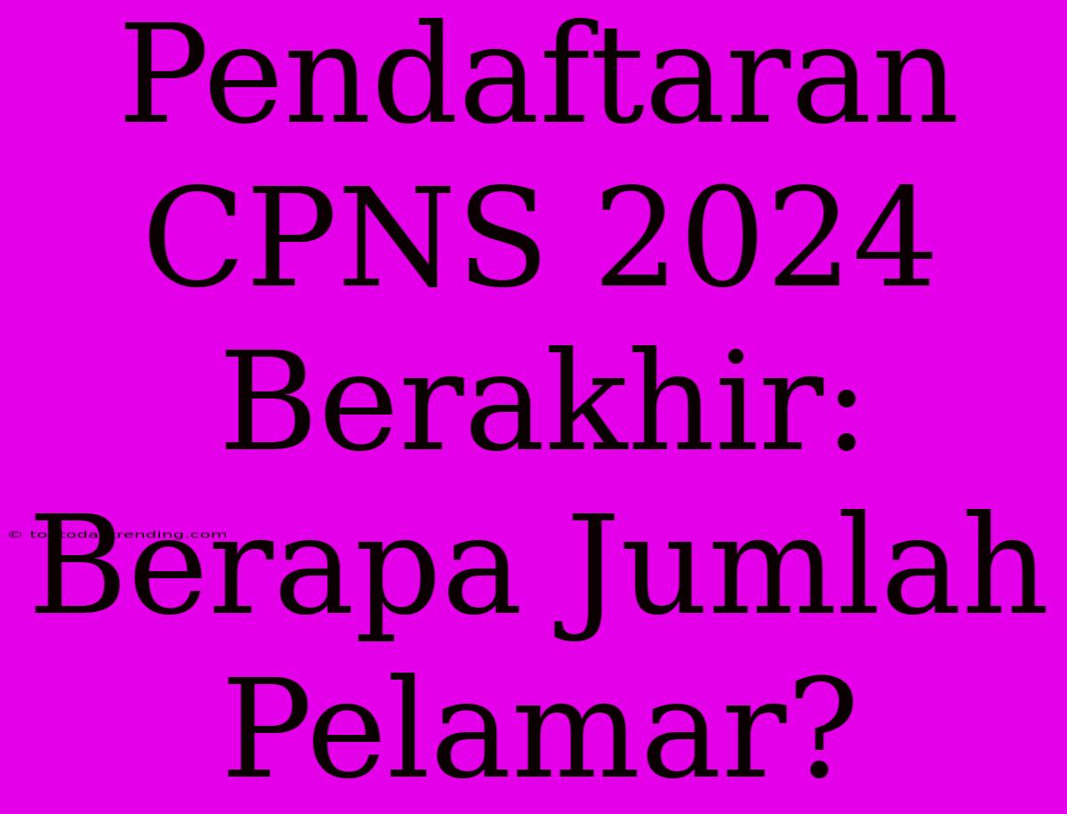 Pendaftaran CPNS 2024 Berakhir: Berapa Jumlah Pelamar?