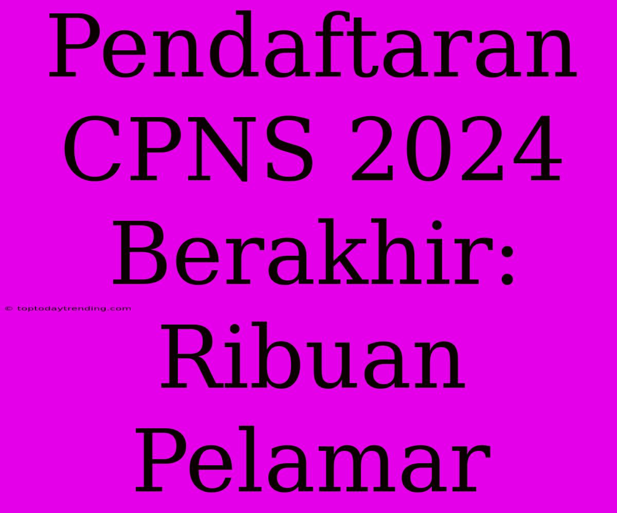 Pendaftaran CPNS 2024 Berakhir: Ribuan Pelamar