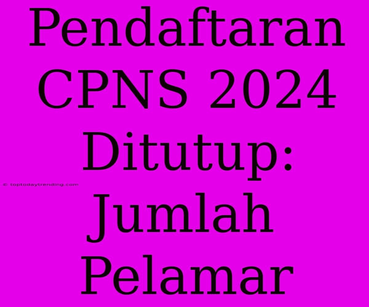 Pendaftaran CPNS 2024 Ditutup: Jumlah Pelamar