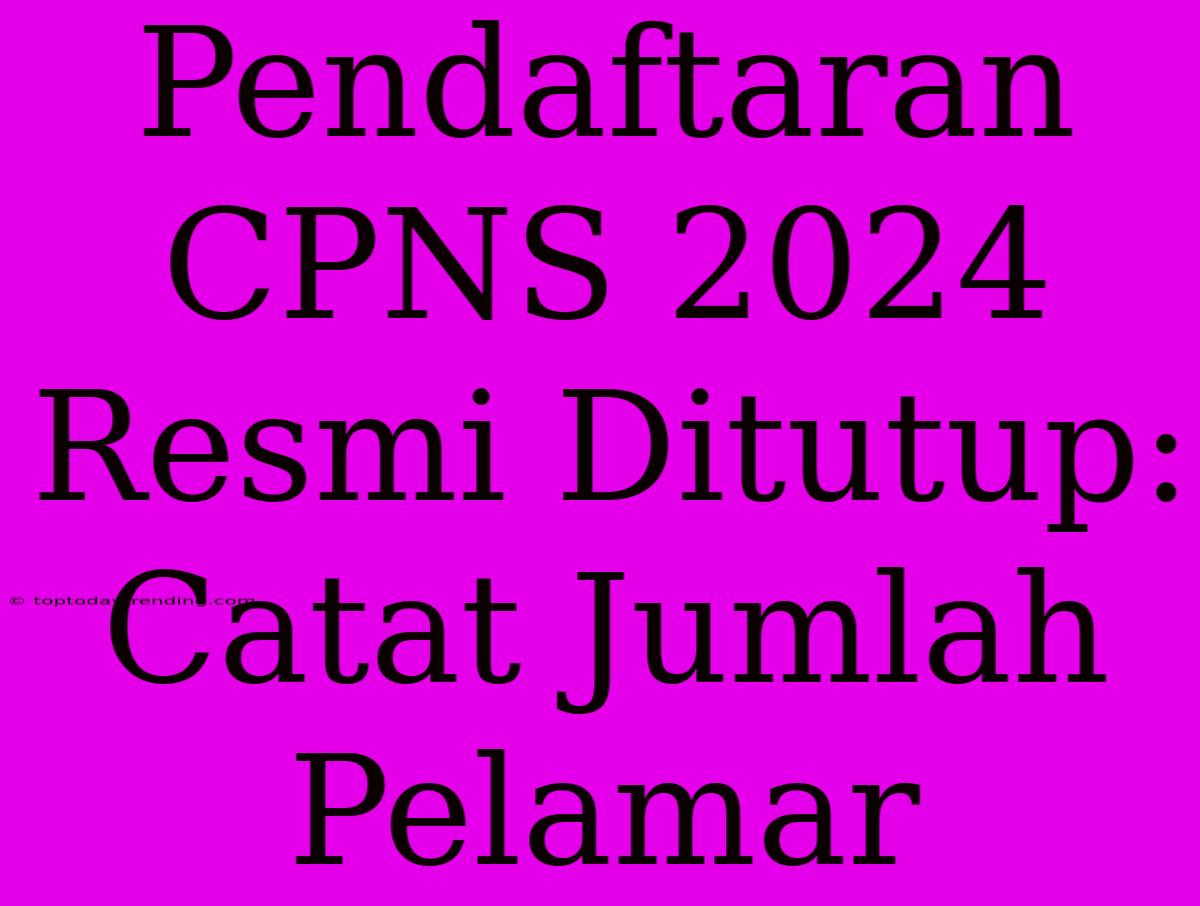 Pendaftaran CPNS 2024 Resmi Ditutup: Catat Jumlah Pelamar