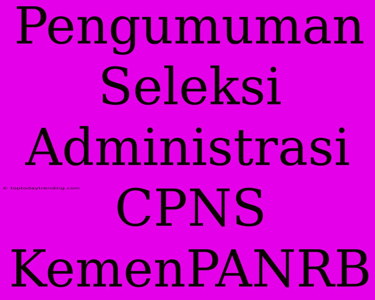 Pengumuman Seleksi Administrasi CPNS KemenPANRB