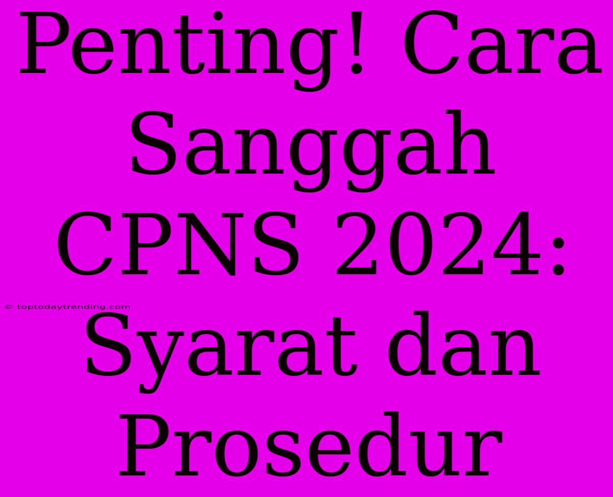 Penting! Cara Sanggah CPNS 2024: Syarat Dan Prosedur