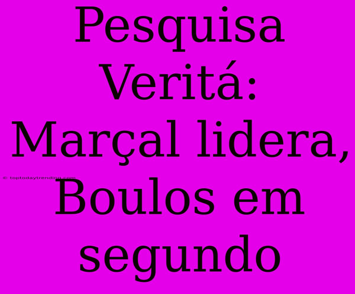 Pesquisa Veritá: Marçal Lidera, Boulos Em Segundo