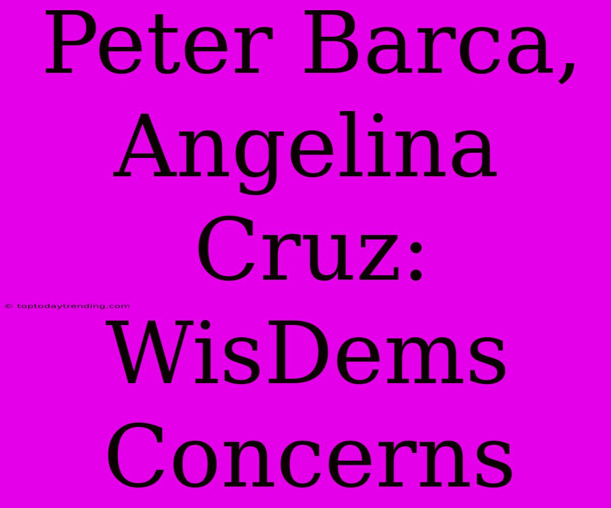 Peter Barca, Angelina Cruz: WisDems Concerns