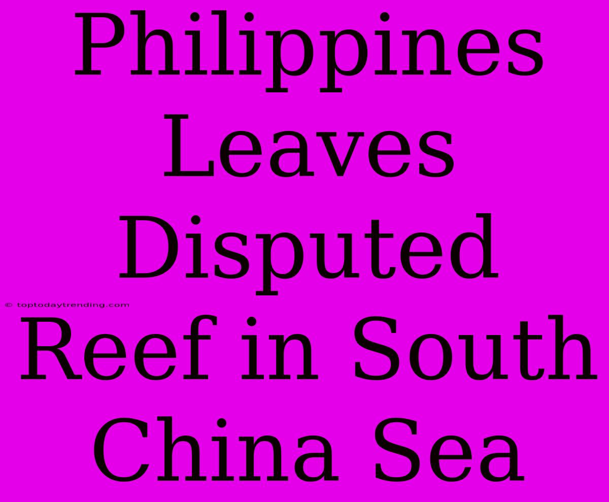 Philippines Leaves Disputed Reef In South China Sea