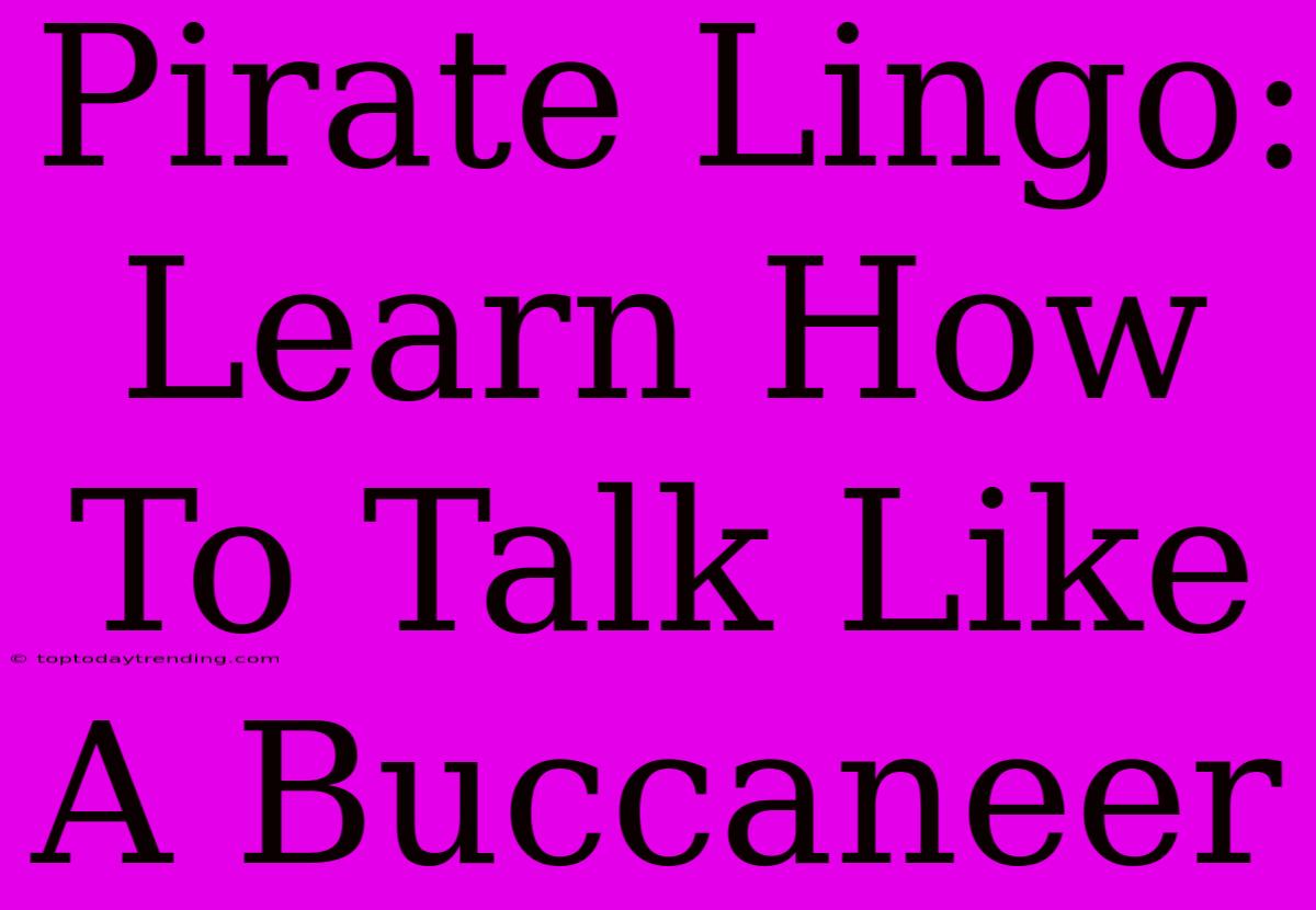 Pirate Lingo:  Learn How To Talk Like A Buccaneer