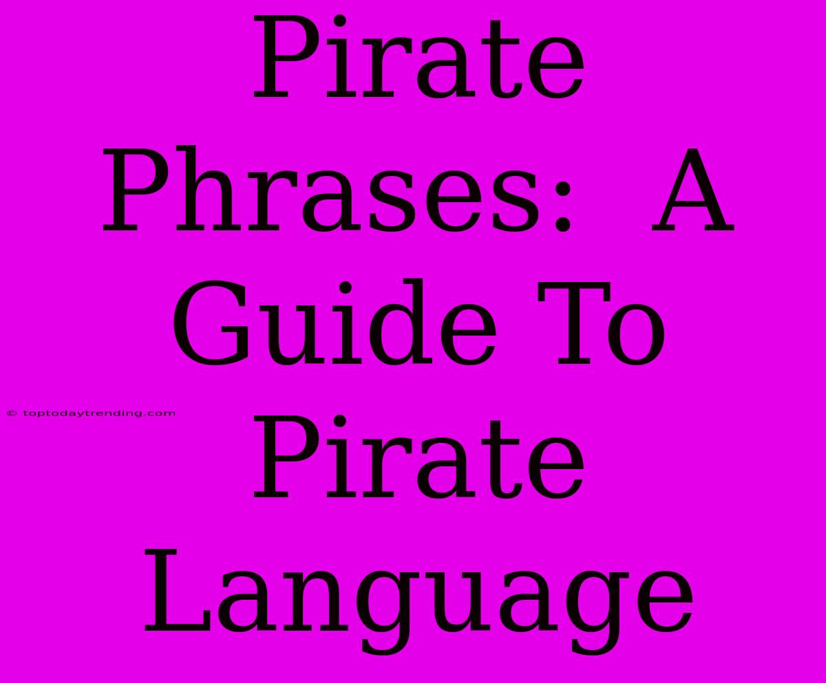 Pirate Phrases:  A Guide To Pirate Language