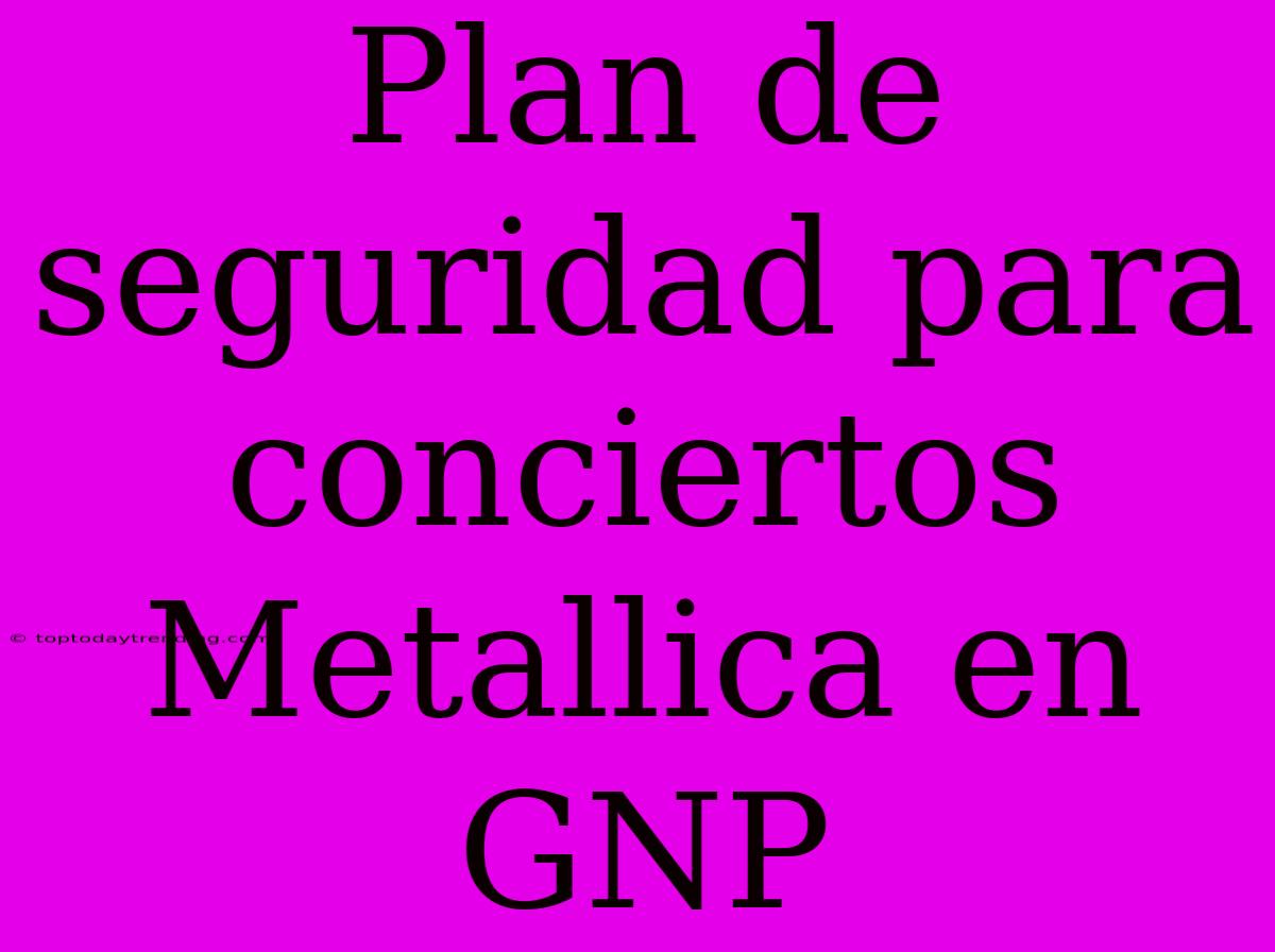 Plan De Seguridad Para Conciertos Metallica En GNP