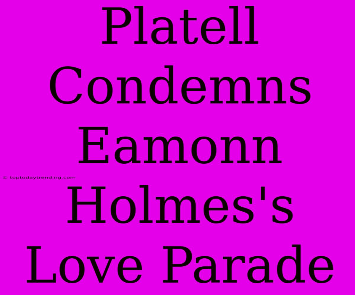 Platell Condemns Eamonn Holmes's Love Parade