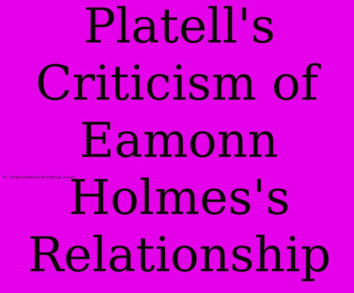 Platell's Criticism Of Eamonn Holmes's Relationship