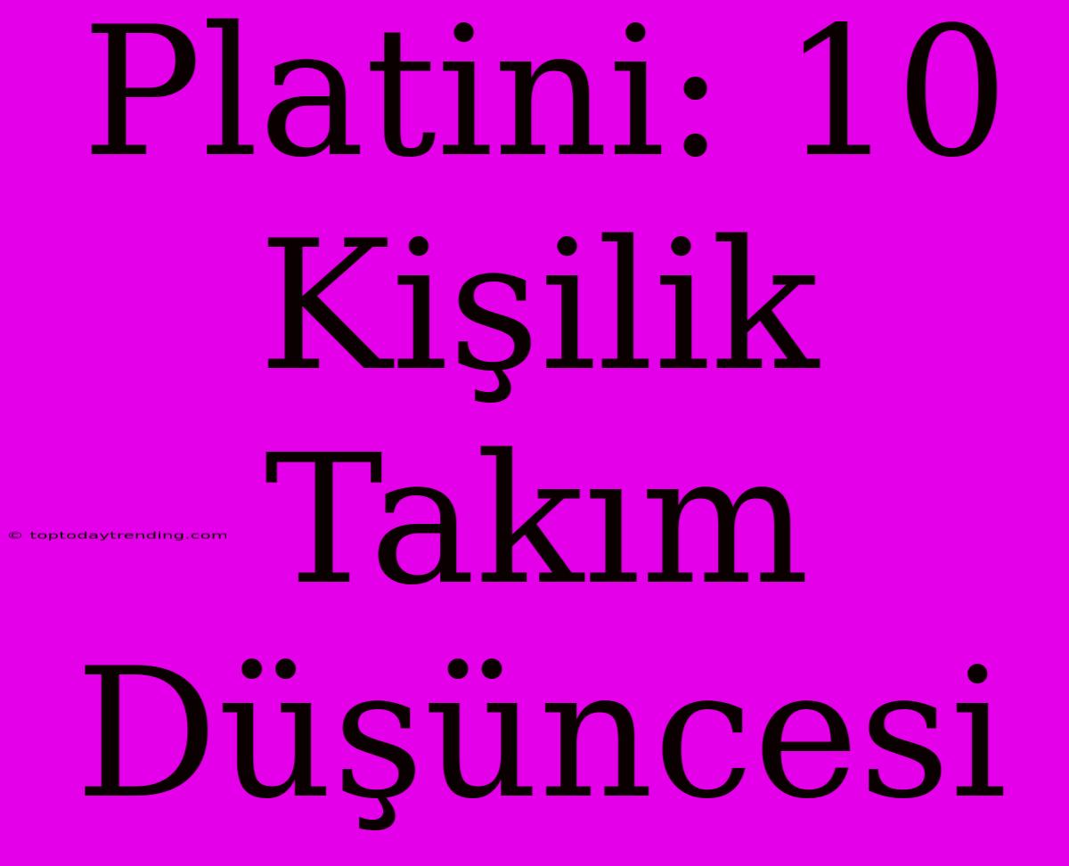 Platini: 10 Kişilik Takım Düşüncesi