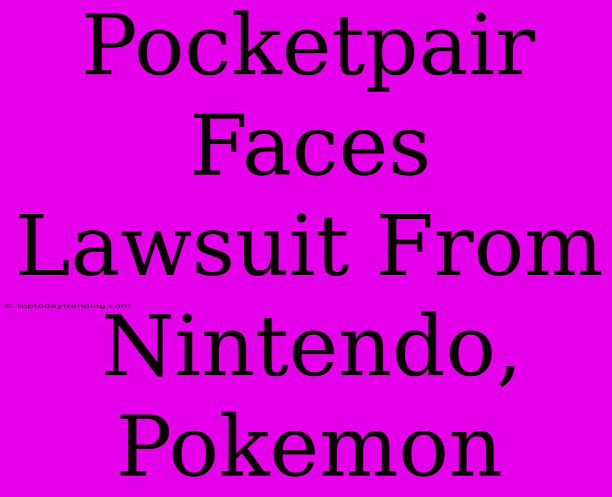 Pocketpair Faces Lawsuit From Nintendo, Pokemon