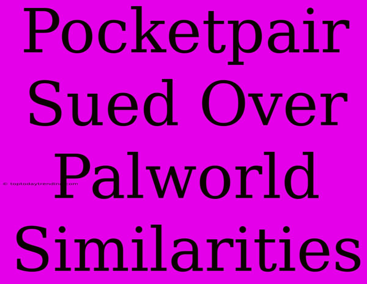 Pocketpair Sued Over Palworld Similarities