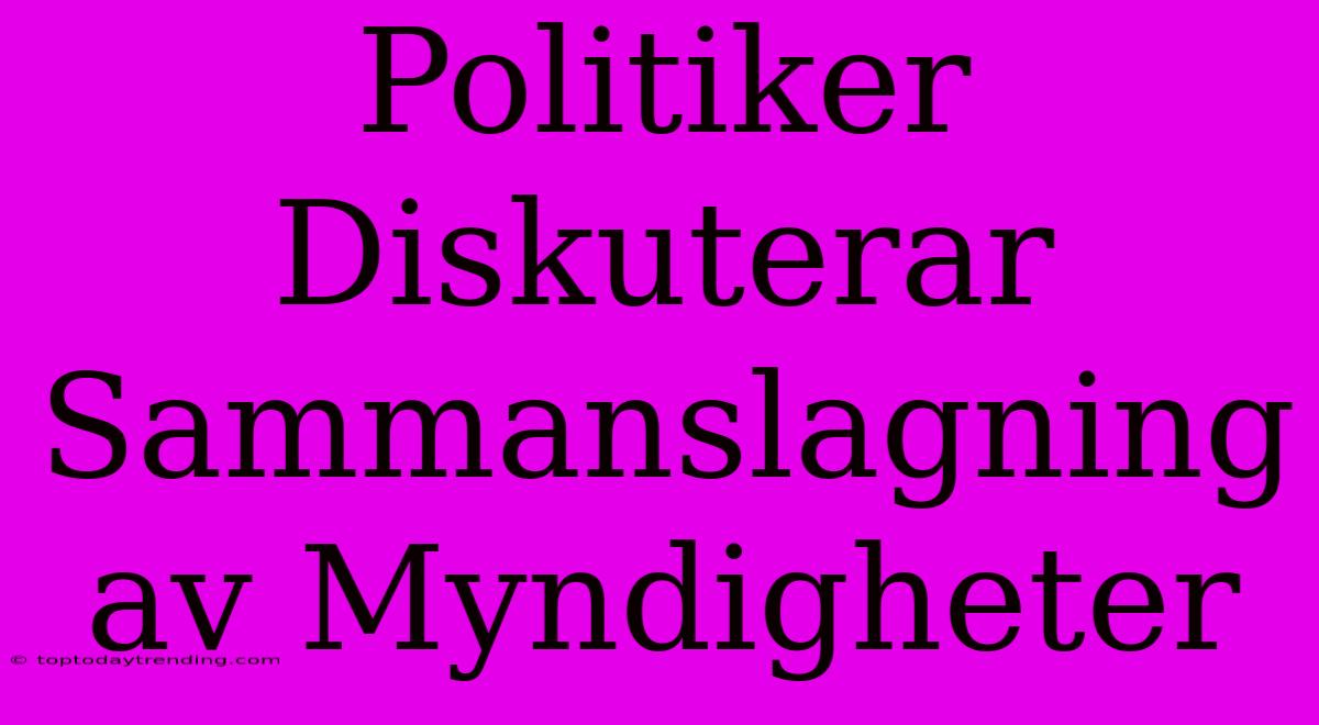 Politiker Diskuterar Sammanslagning Av Myndigheter