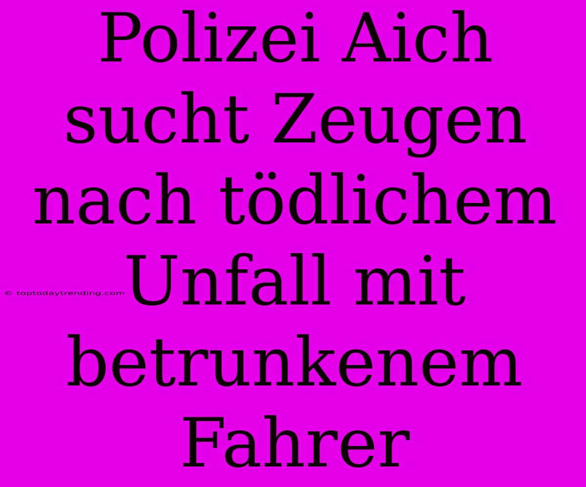 Polizei Aich Sucht Zeugen Nach Tödlichem Unfall Mit Betrunkenem Fahrer