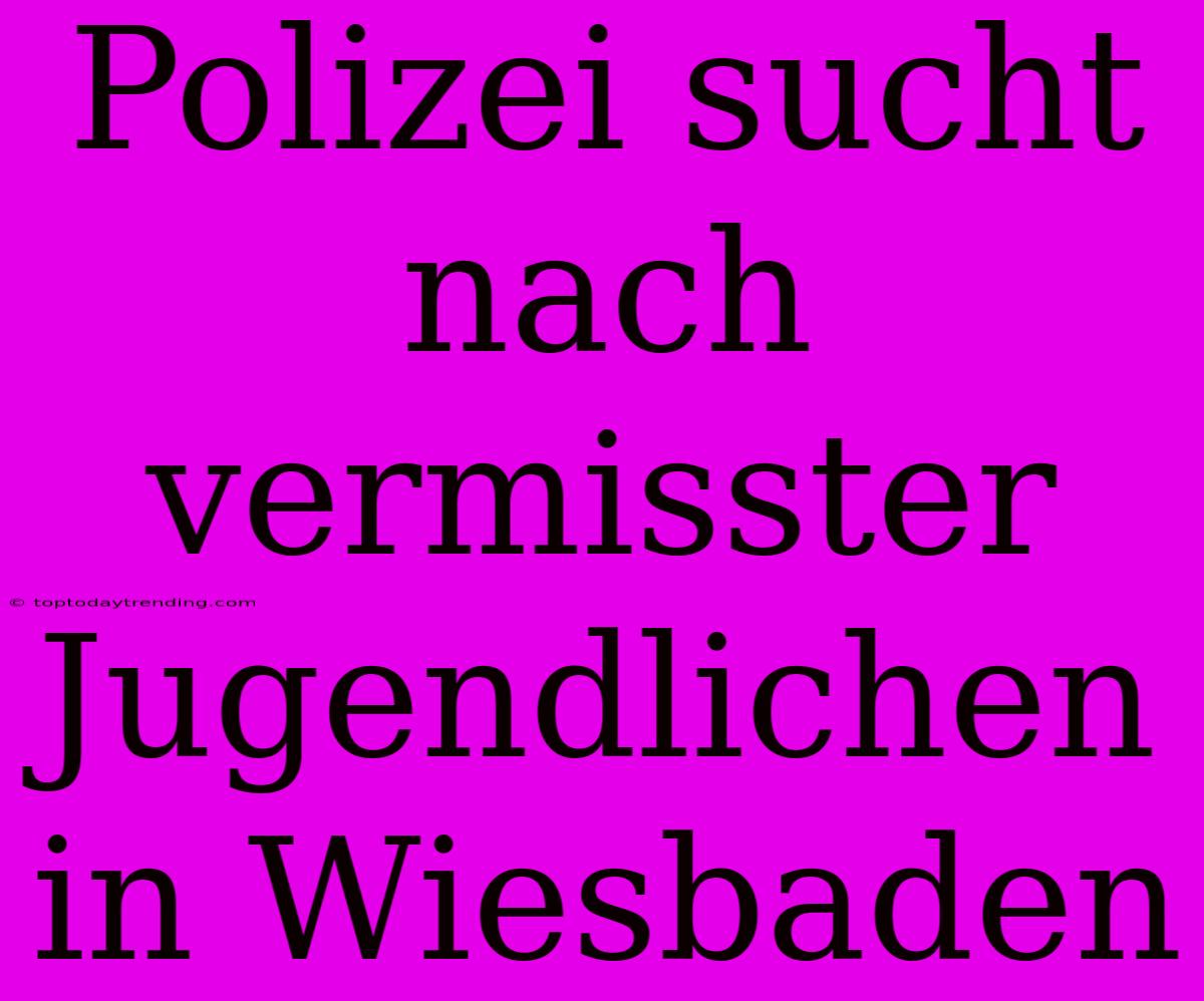 Polizei Sucht Nach Vermisster Jugendlichen In Wiesbaden