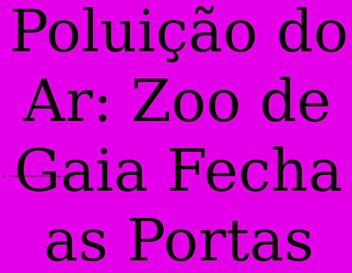 Poluição Do Ar: Zoo De Gaia Fecha As Portas