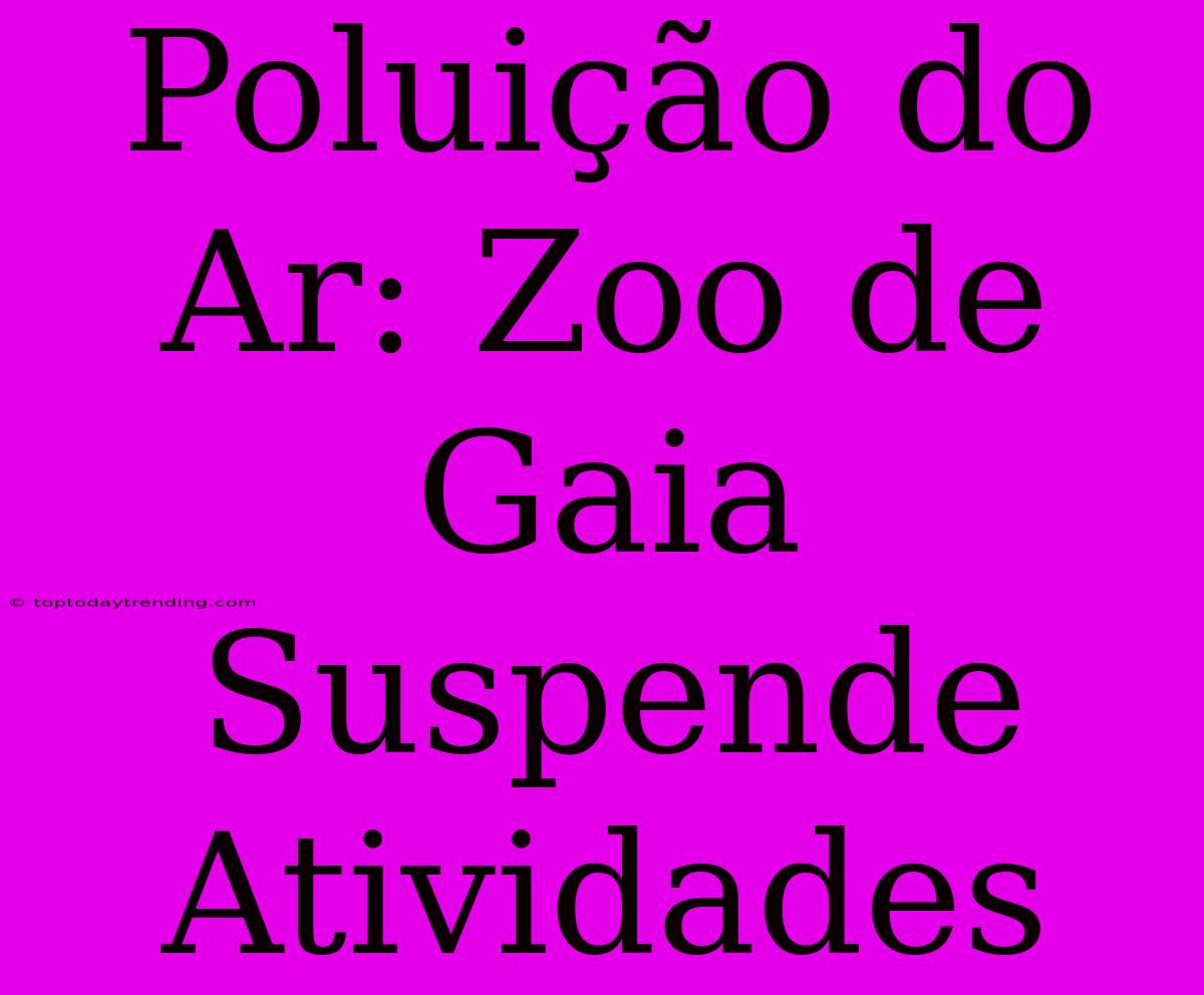 Poluição Do Ar: Zoo De Gaia Suspende Atividades