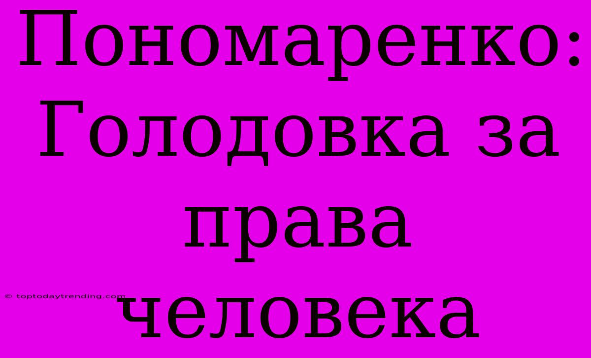 Пономаренко: Голодовка За Права Человека