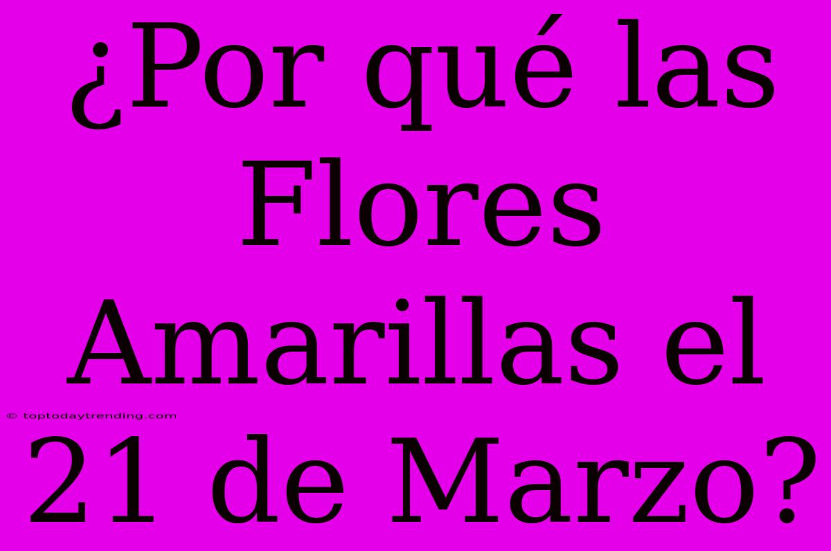 ¿Por Qué Las Flores Amarillas El 21 De Marzo?