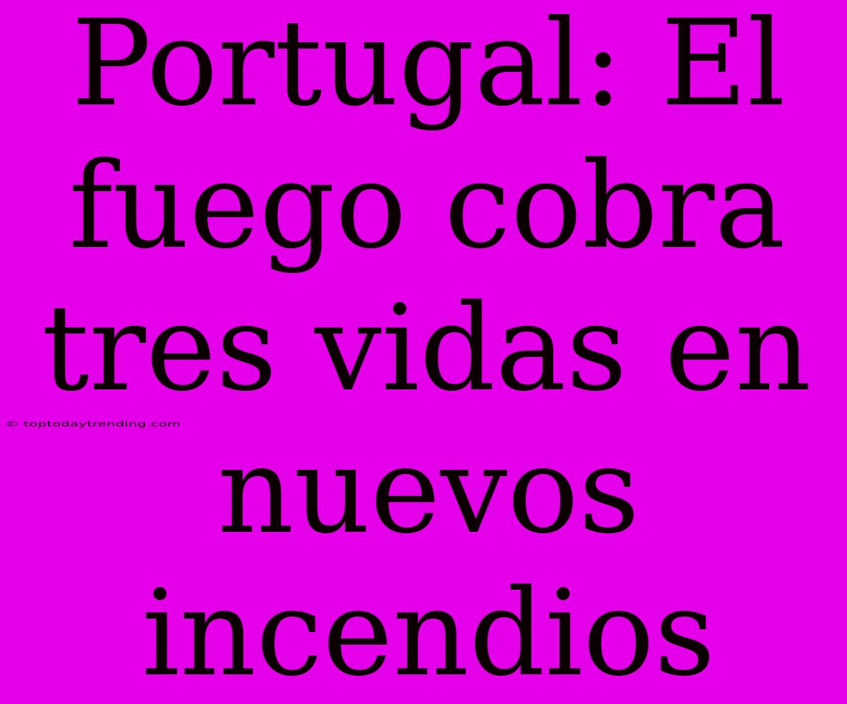 Portugal: El Fuego Cobra Tres Vidas En Nuevos Incendios