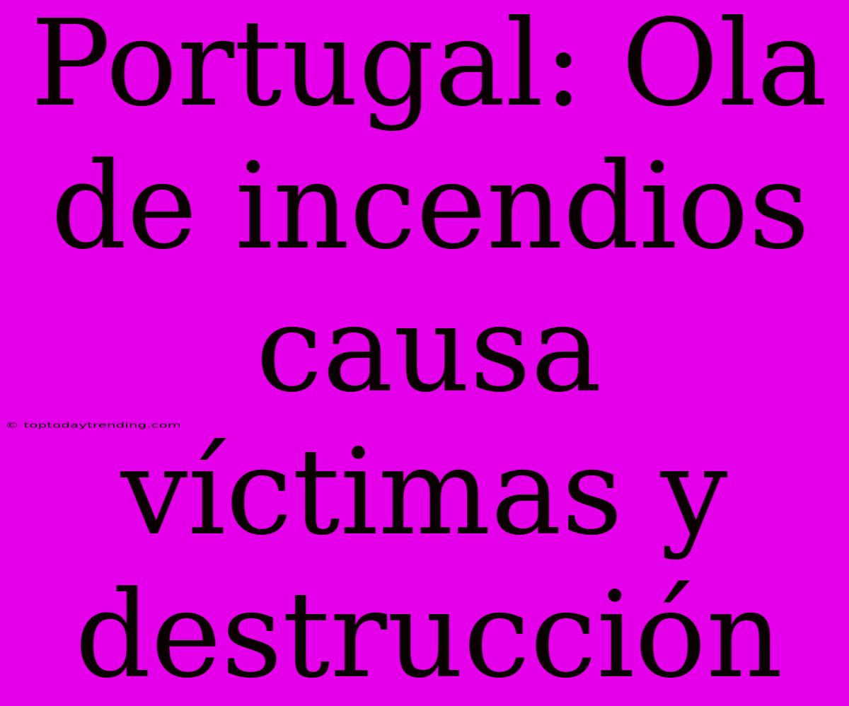 Portugal: Ola De Incendios Causa Víctimas Y Destrucción