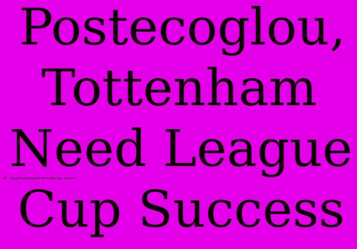 Postecoglou, Tottenham Need League Cup Success