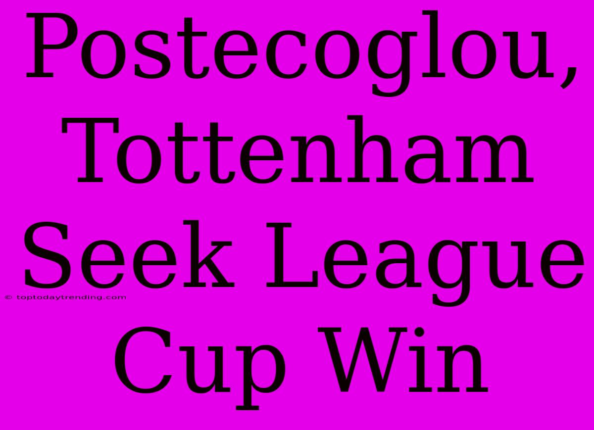 Postecoglou, Tottenham Seek League Cup Win