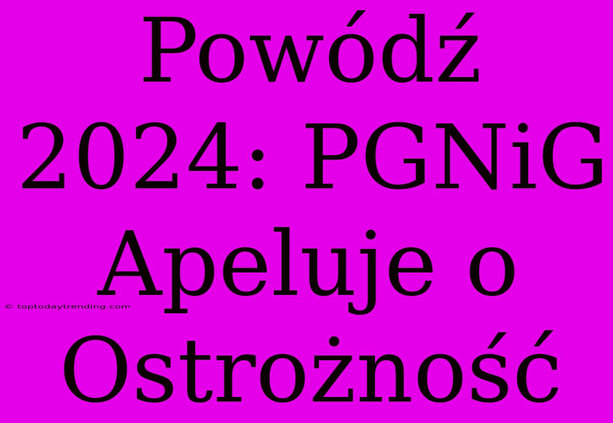 Powódź 2024: PGNiG Apeluje O Ostrożność